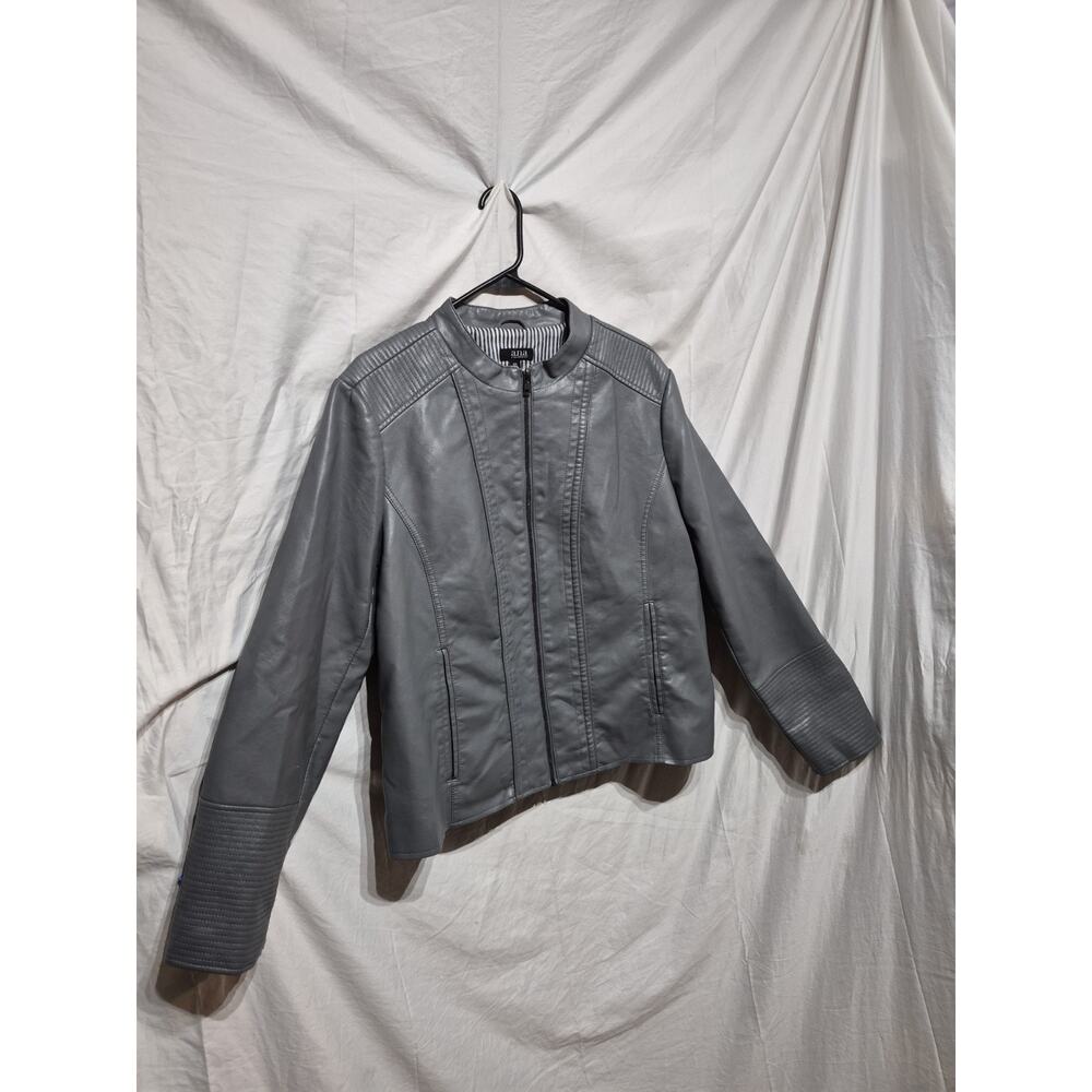 A.N.A Gray Faux Leather Jacket XXL Womans with Sewn In Liner , Clean & Nice